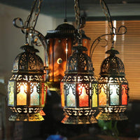 6 Heads Metal Hanging Lighting Arab Style Bronze Lantern Chandelier - Rebooters