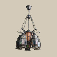 6 Heads Metal Hanging Lighting Arab Style Bronze Lantern Chandelier - Rebooters