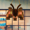 Lantern Metallic Chandelier Pendant Lamp Vintage 5 Bulbs - Rebooters