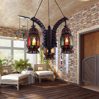 Black 3-Light Hanging Chandelier Arab Metal Lantern Lamp - Rebooters