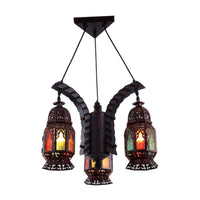 Black 3-Light Hanging Chandelier Arab Metal Lantern Lamp - Rebooters