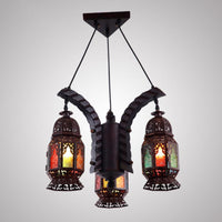 Black 3-Light Hanging Chandelier Arab Metal Lantern Lamp - Rebooters