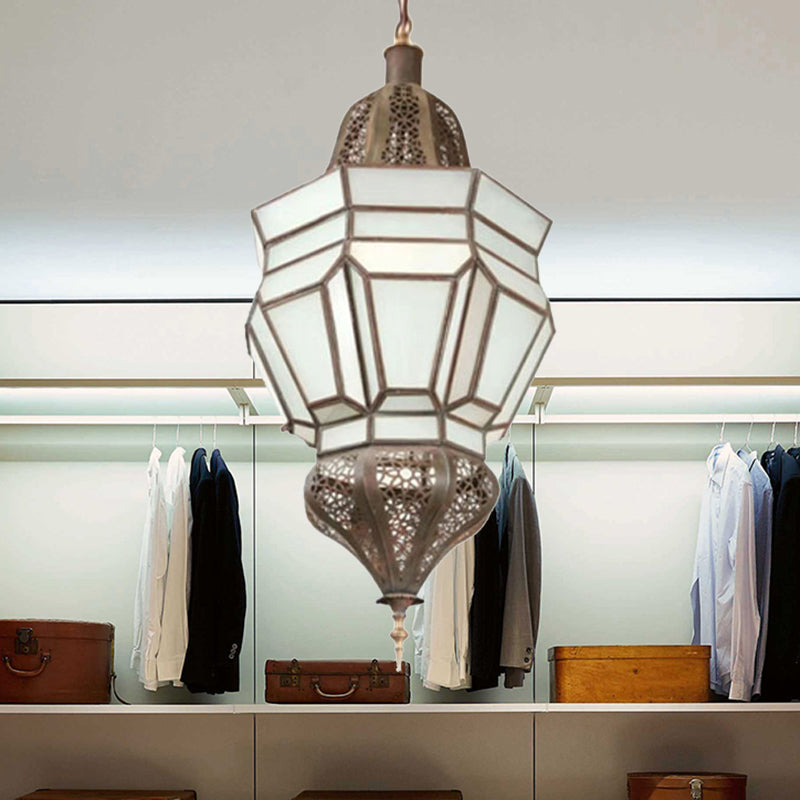 Lantern Corridor Chandelier Mediterranean Style White Frosted Glass 3-Bulb Brass Hanging Light Kit - Rebooters