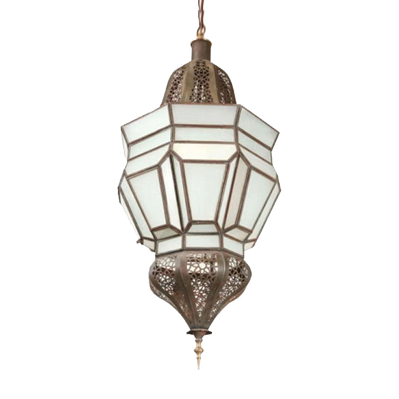 Lantern Corridor Chandelier Mediterranean Style White Frosted Glass 3-Bulb Brass Hanging Light Kit - Rebooters