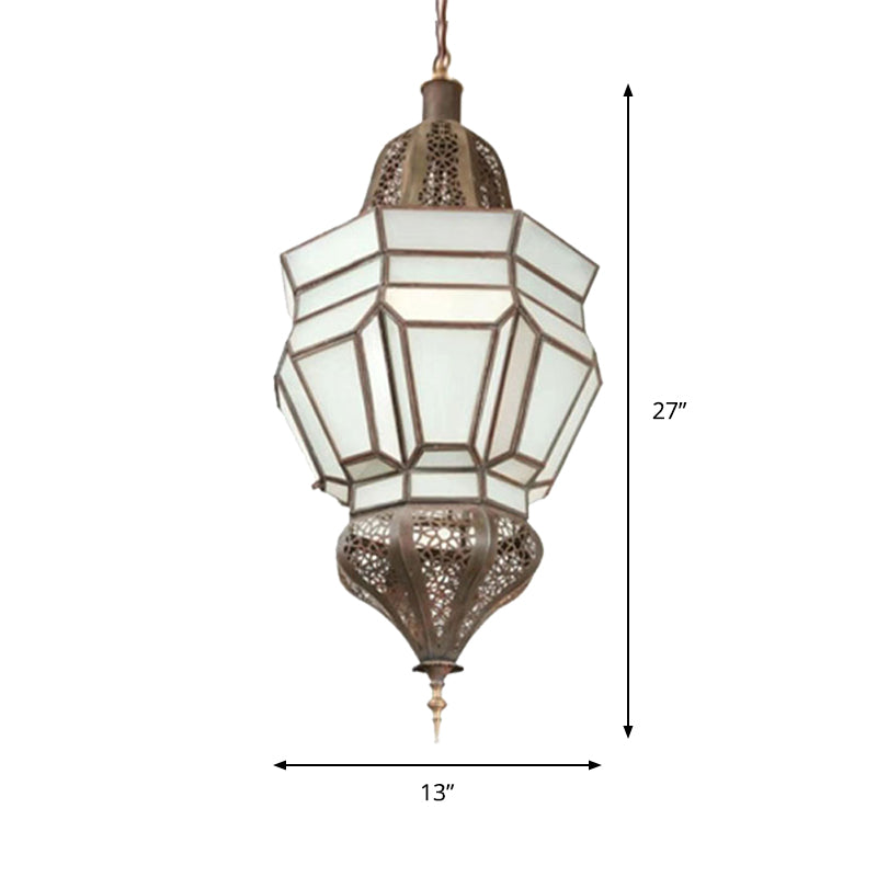 Lantern Corridor Chandelier Mediterranean Style White Frosted Glass 3-Bulb Brass Hanging Light Kit - Rebooters
