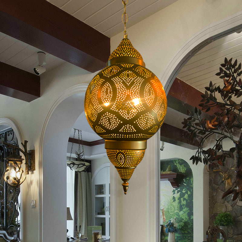 Metallic Vase Gourd Pendant Lamp Vintage 3 Head Chandelier - Rebooters
