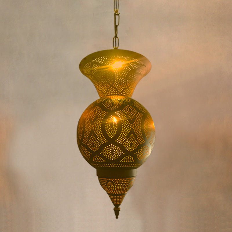 Metallic Vase Gourd Pendant Lamp Vintage 3 Head Chandelier - Rebooters