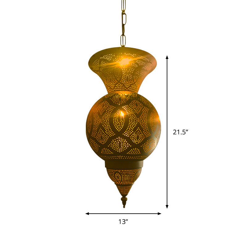 Metallic Vase Gourd Pendant Lamp Vintage 3 Head Chandelier - Rebooters