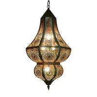 5 Lights Urn Pendant Chandelier Vintage Brass Metal Arab Lamp - Rebooters