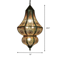 5 Lights Urn Pendant Chandelier Vintage Brass Metal Arab Lamp - Rebooters
