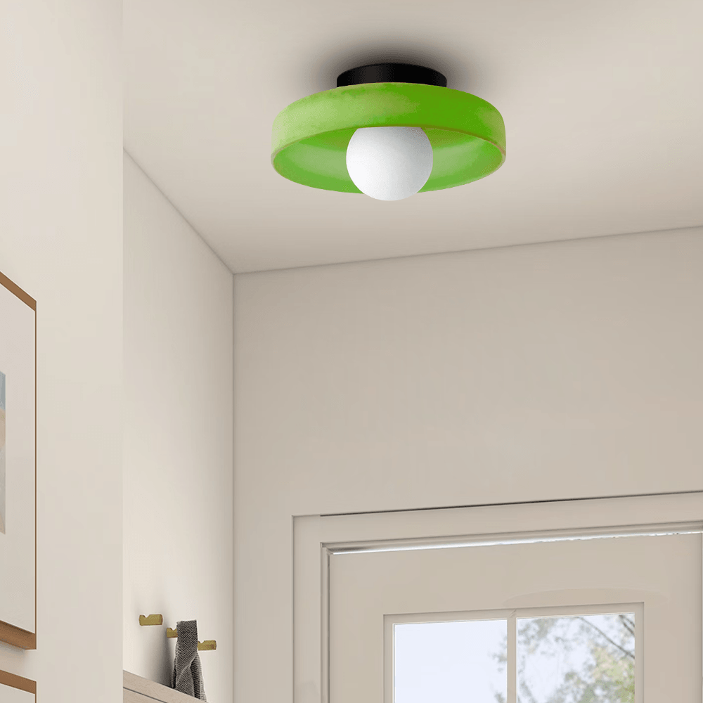 Green Glass Round LED Ceiling Light for Home Decor - Rebooters