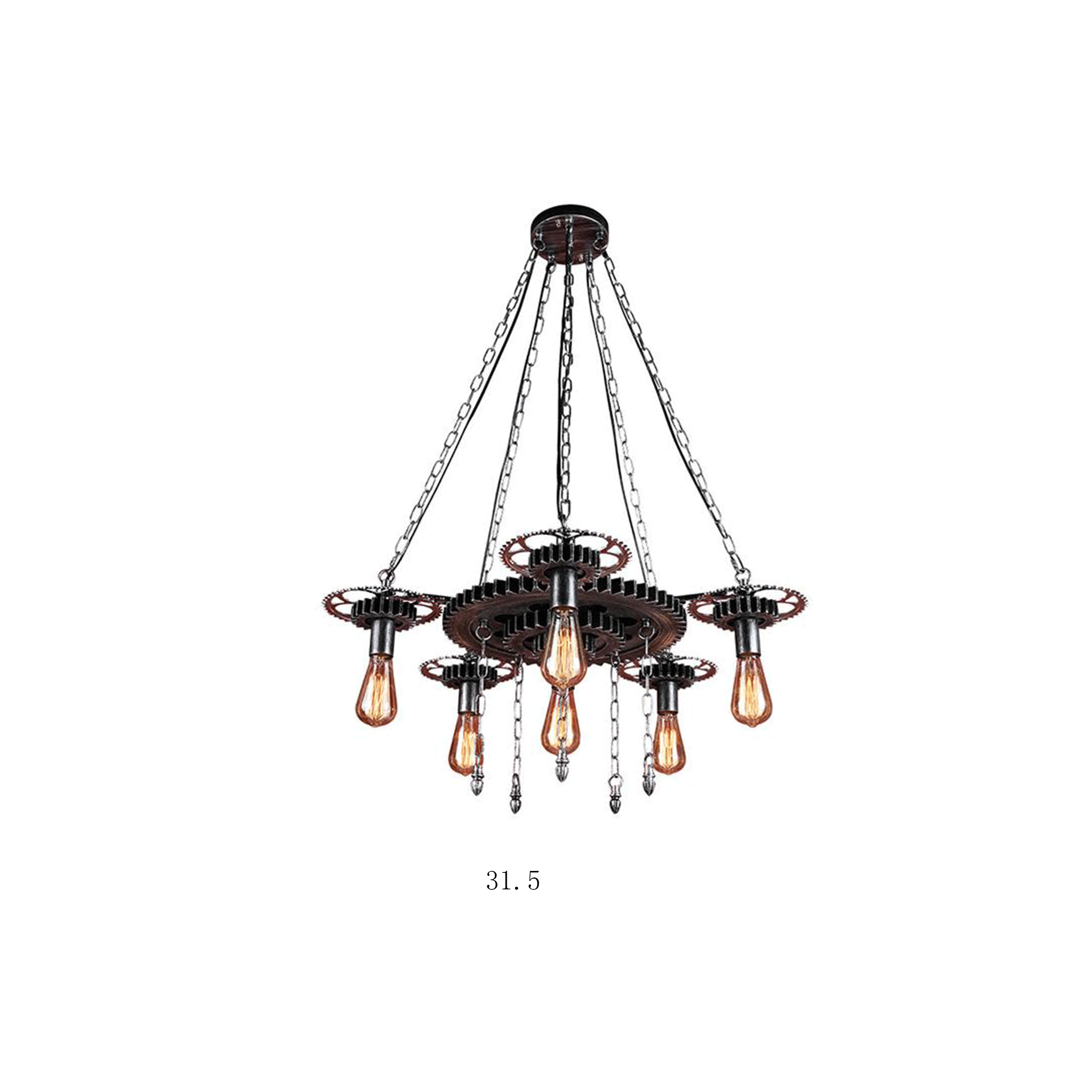 Exposed Bulb Metal Light Chandelier Industrial 6 Light Pendant - Rebooters