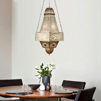 6 Heads Tower Chandelier Lighting Arab Brass Finish Metallic Hanging Ceiling Lamp with Chain - Rebooters