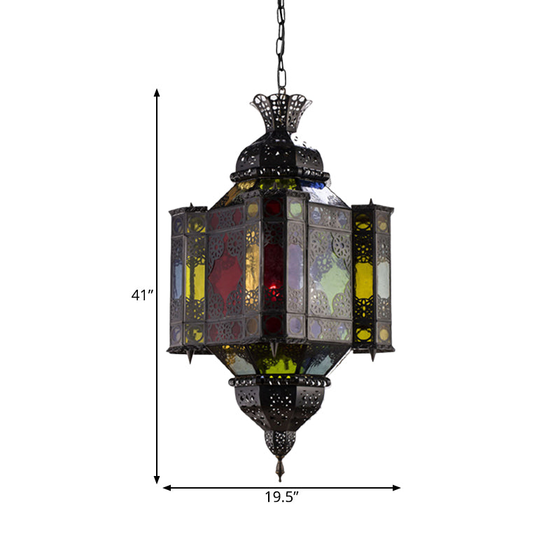 Black 8-Light Pendant Lighting Arab Style Metal Castle Chandelier - Rebooters