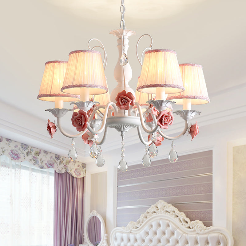 Pink/Blue 6 Heads Chandelier Lighting Metal Tapered Fixture - Rebooters