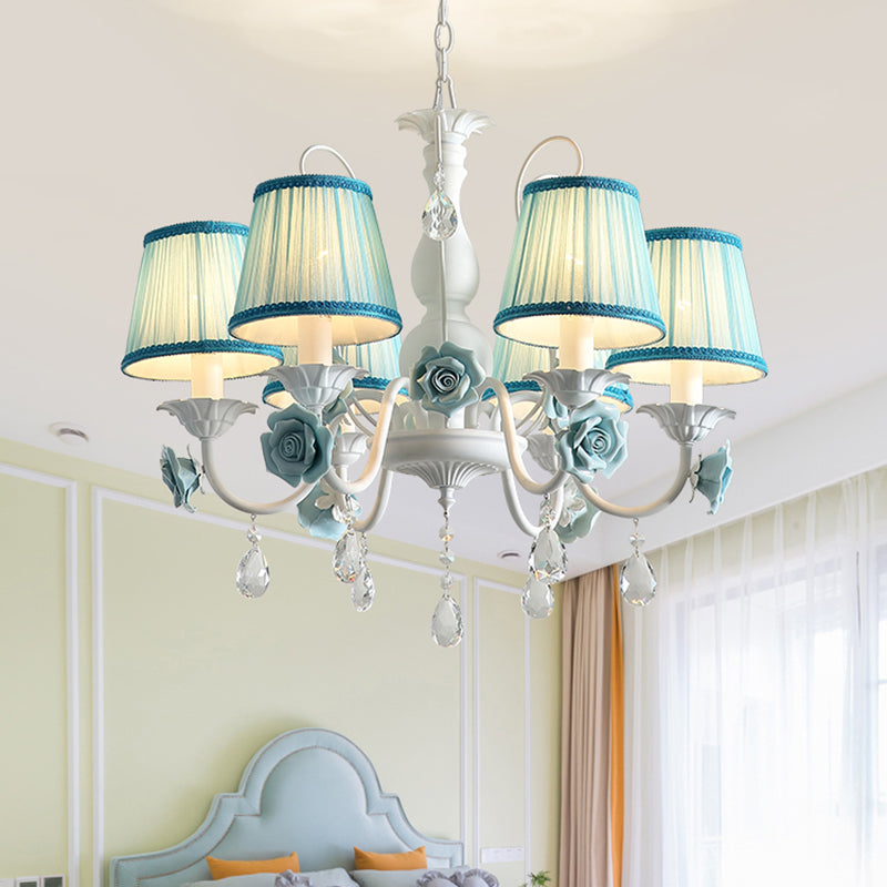 Pink/Blue 6 Heads Chandelier Lighting Metal Tapered Fixture - Rebooters