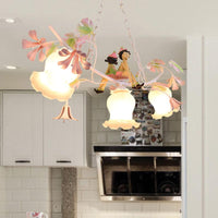 3 Bulbs Flower Chandelier Light Pastoral White Pendant Decor - Rebooters