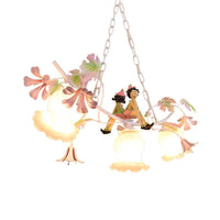 3 Bulbs Flower Chandelier Light Pastoral White Pendant Decor - Rebooters