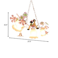 3 Bulbs Flower Chandelier Light Pastoral White Pendant Decor - Rebooters