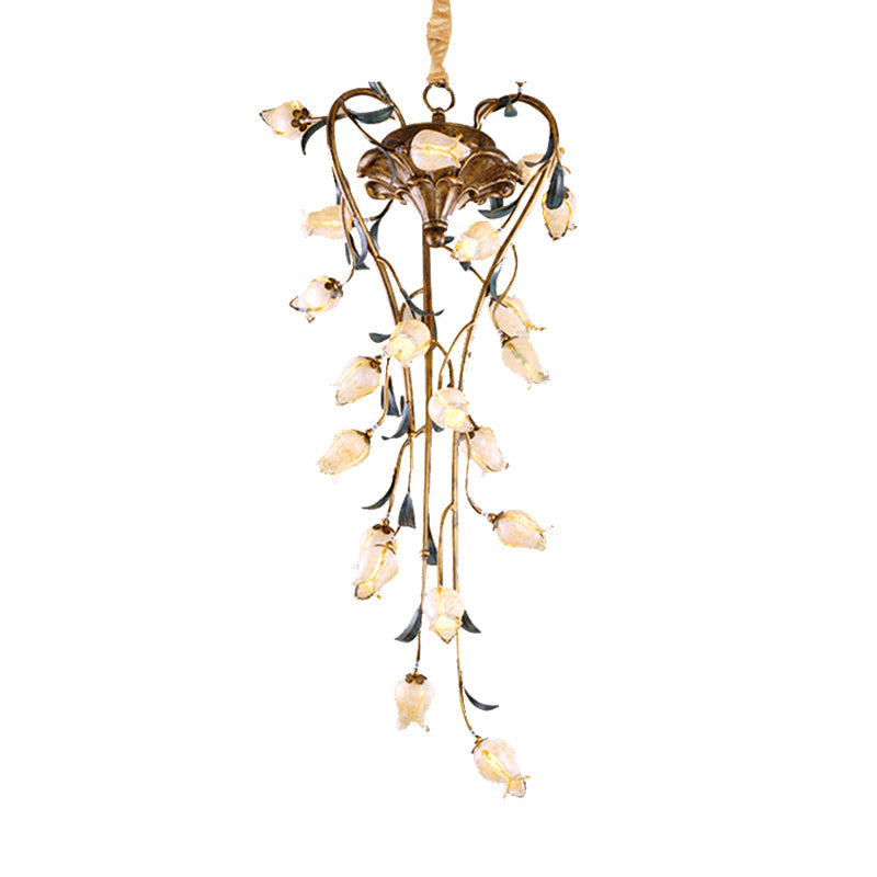 Brass Tulip Hanging Chandelier 21 Lights LED Ceiling Pendant - Rebooters
