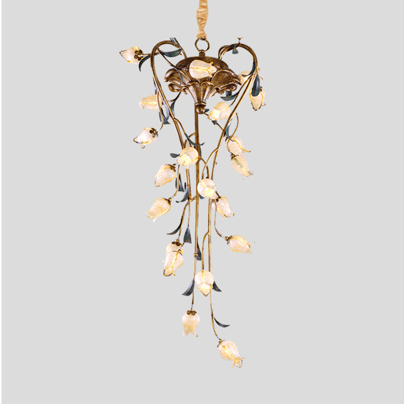 Brass Tulip Hanging Chandelier 21 Lights LED Ceiling Pendant - Rebooters