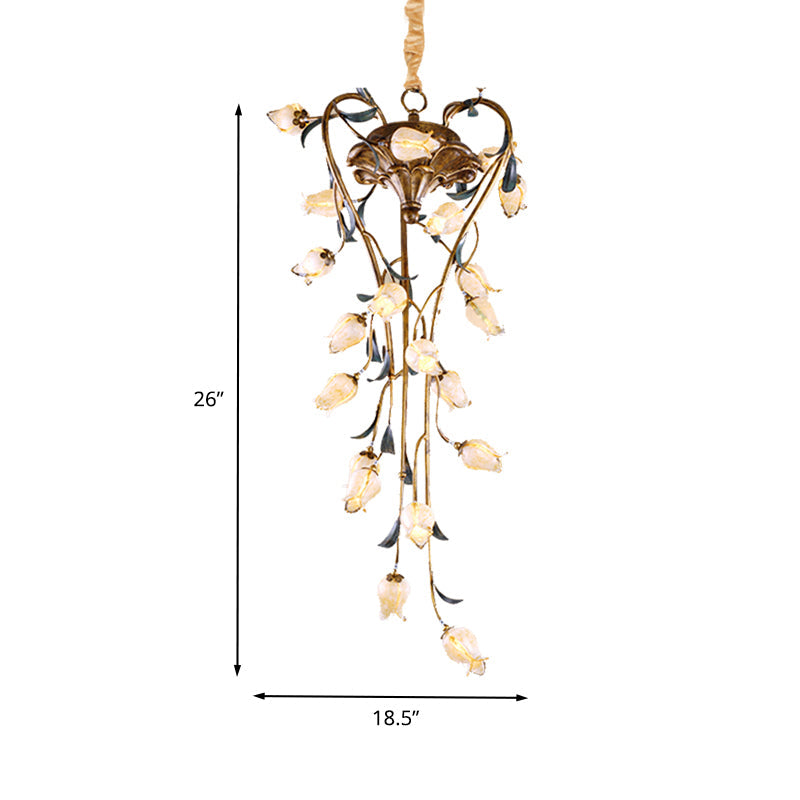Brass Tulip Hanging Chandelier 21 Lights LED Ceiling Pendant - Rebooters