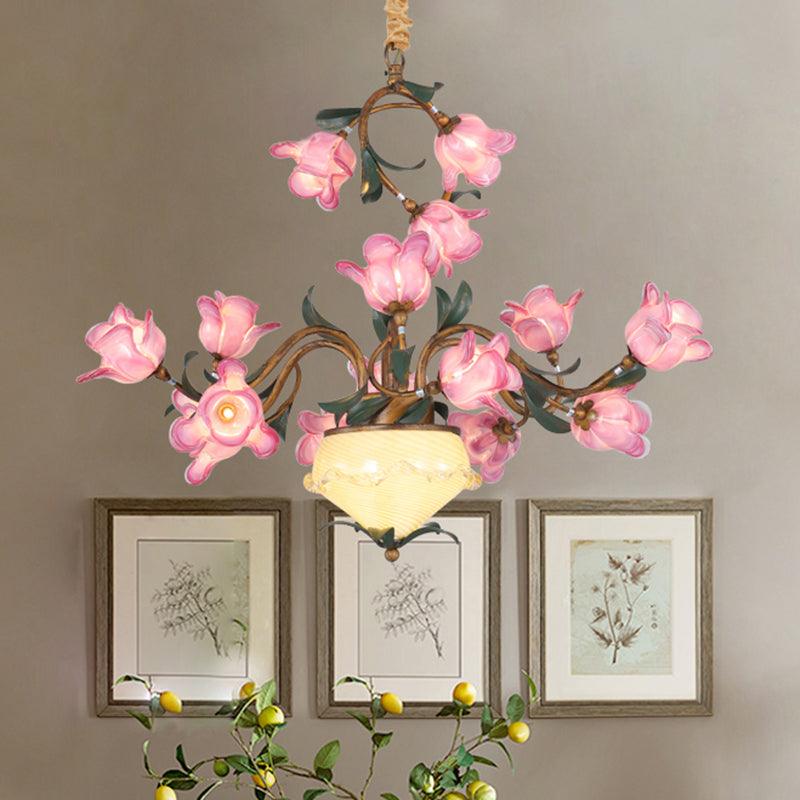 15 Lights Chandelier Pendant Light American Flower Metal LED - Rebooters