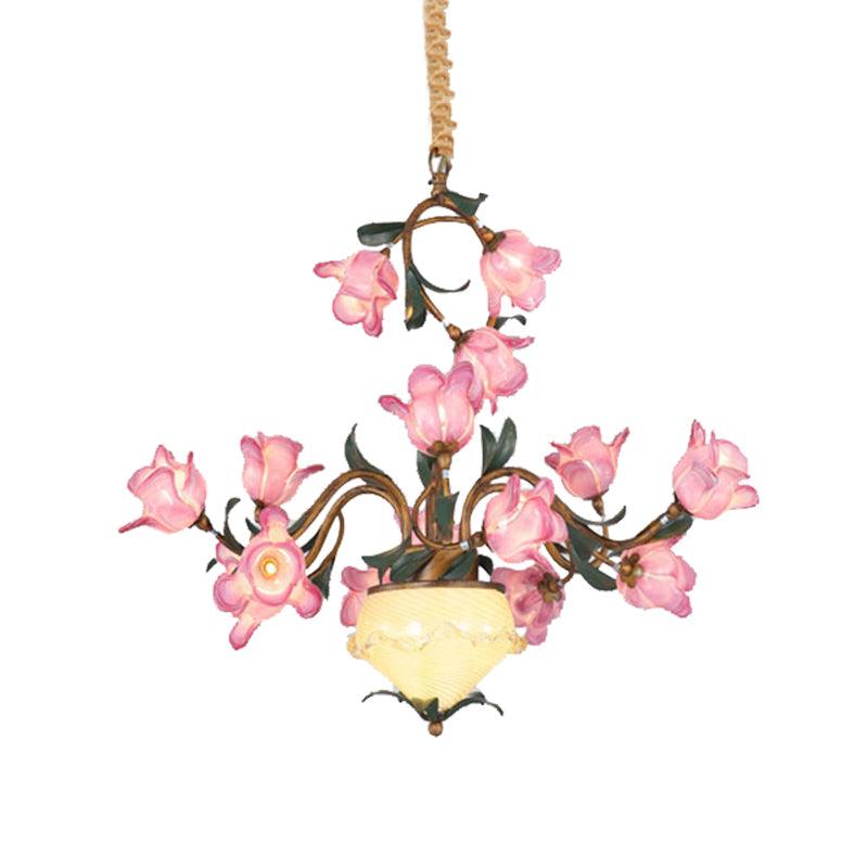 15 Lights Chandelier Pendant Light American Flower Metal LED - Rebooters