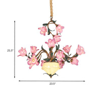 15 Lights Chandelier Pendant Light American Flower Metal LED - Rebooters