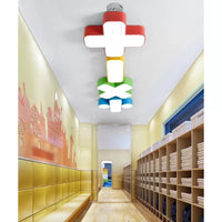 18/24 Inch W Plus Minus Multiply Divide Shape Ceiling Lamp Modern Acrylic LED Mount Chandelier Red Yellow Blue Green Warm White Light - Rebooters