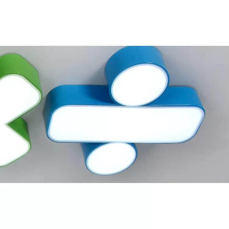 18/24 Inch W Plus Minus Multiply Divide Shape Ceiling Lamp Modern Acrylic LED Mount Chandelier Red Yellow Blue Green Warm White Light - Rebooters