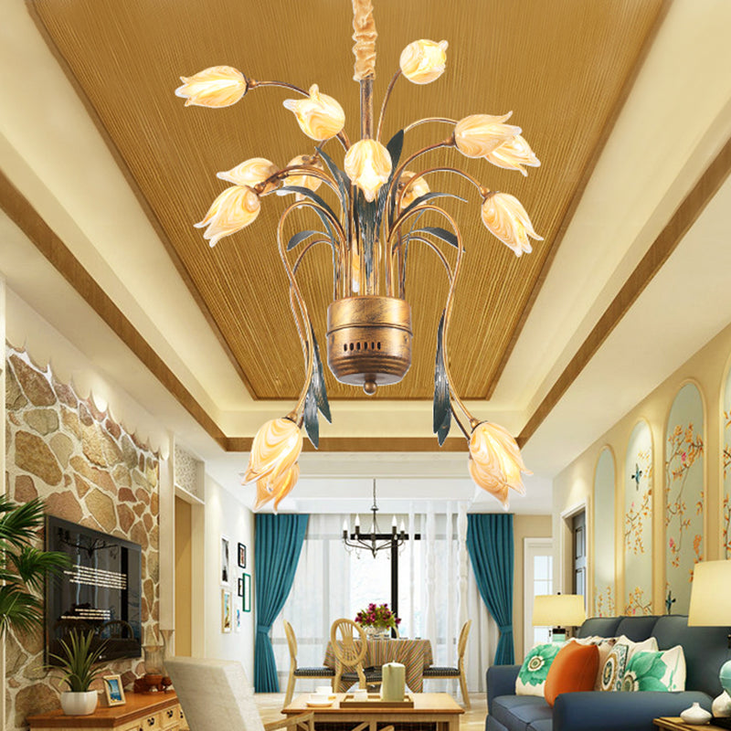 Metal Brass Hanging Chandelier Tulip 16/25 Lights Pendant - Rebooters