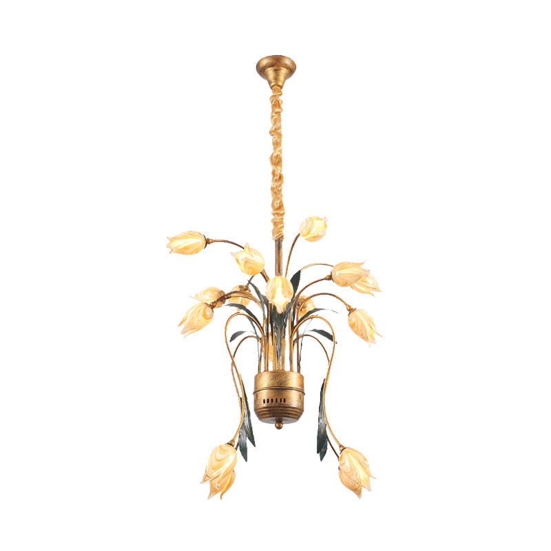Metal Brass Hanging Chandelier Tulip 16/25 Lights Pendant - Rebooters