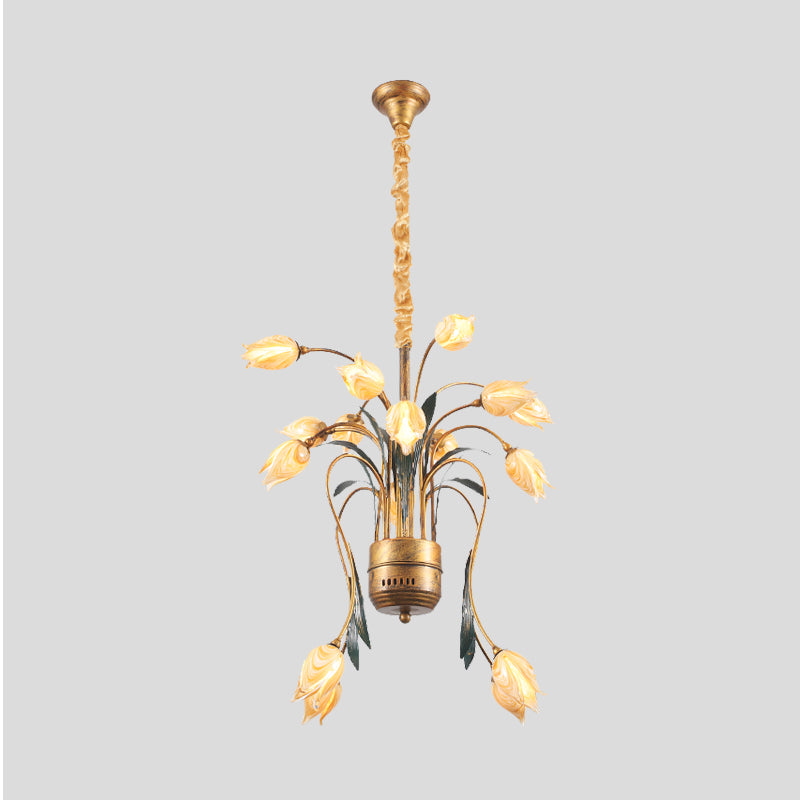Metal Brass Hanging Chandelier Tulip 16/25 Lights Pendant - Rebooters