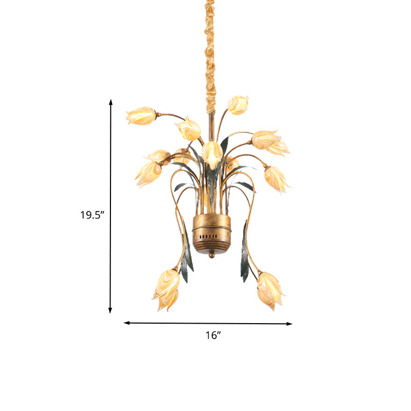 Metal Brass Hanging Chandelier Tulip 16/25 Lights Pendant - Rebooters