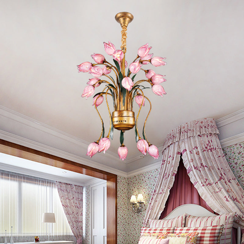 Metal Brass Hanging Chandelier Tulip 16/25 Lights Pendant - Rebooters