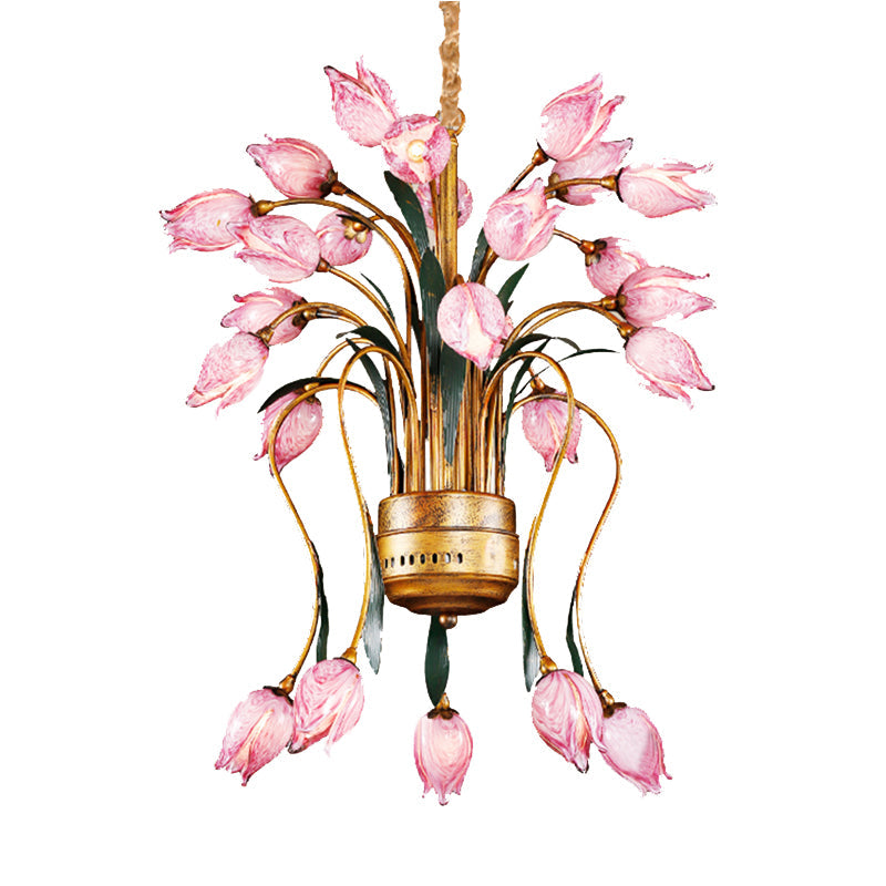 Metal Brass Hanging Chandelier Tulip 16/25 Lights Pendant - Rebooters