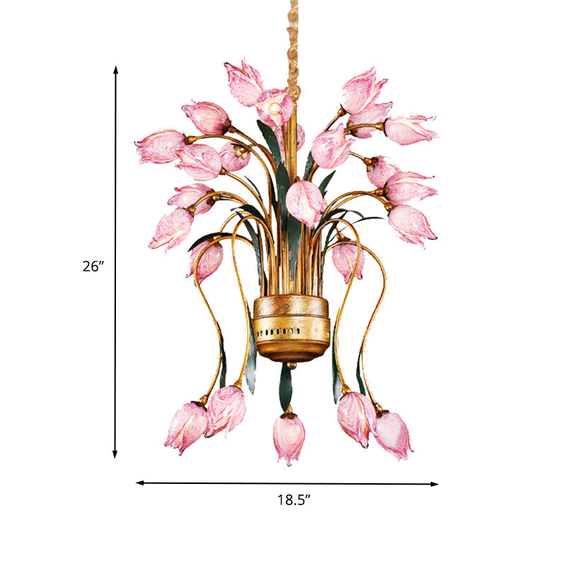 Metal Brass Hanging Chandelier Tulip 16/25 Lights Pendant - Rebooters