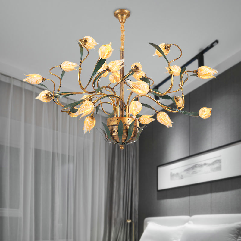 Metal Tulip Chandelier Light Fixture American Garden 25 Lights - Rebooters