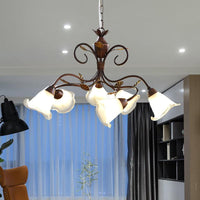 American Flower Chandelier Lamp 6 Lights LED Fixture Brown - Rebooters