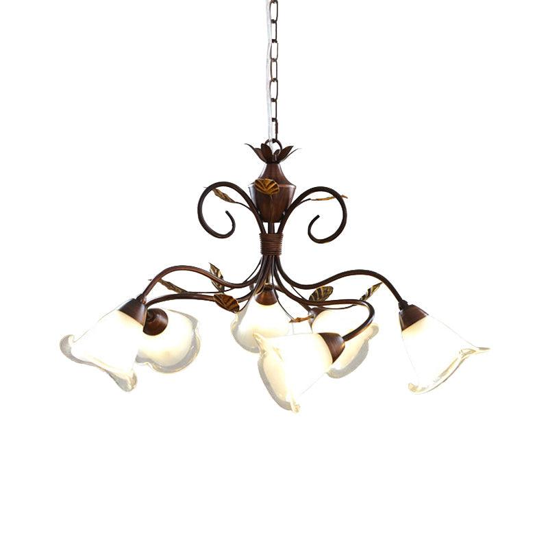 American Flower Chandelier Lamp 6 Lights LED Fixture Brown - Rebooters