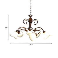 American Flower Chandelier Lamp 6 Lights LED Fixture Brown - Rebooters