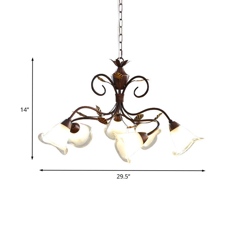 American Flower Chandelier Lamp 6 Lights LED Fixture Brown - Rebooters
