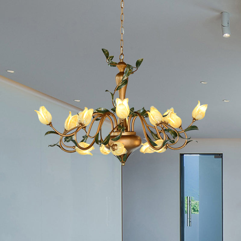 Tulip Metal Chandelier Pendant Light Romantic Pastoral 15 Heads - Rebooters