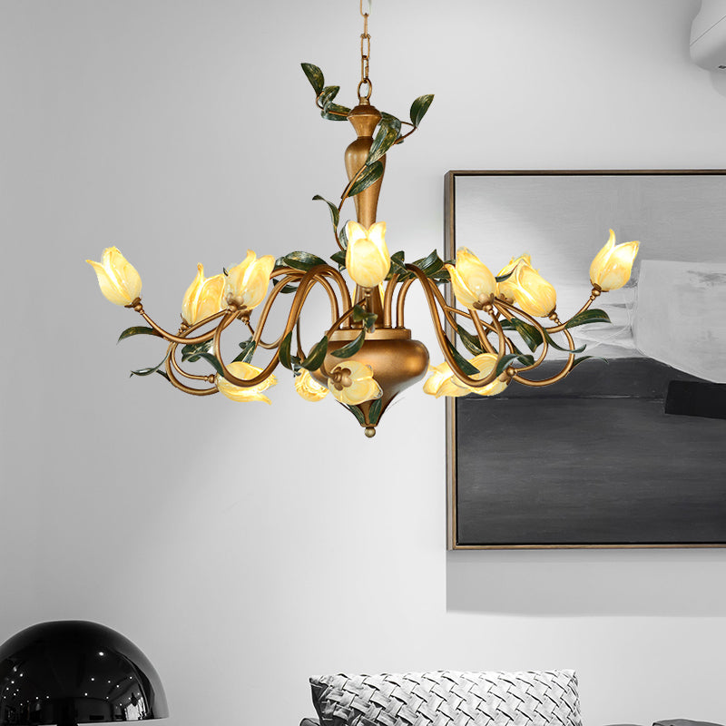 Tulip Metal Chandelier Pendant Light Romantic Pastoral 15 Heads - Rebooters