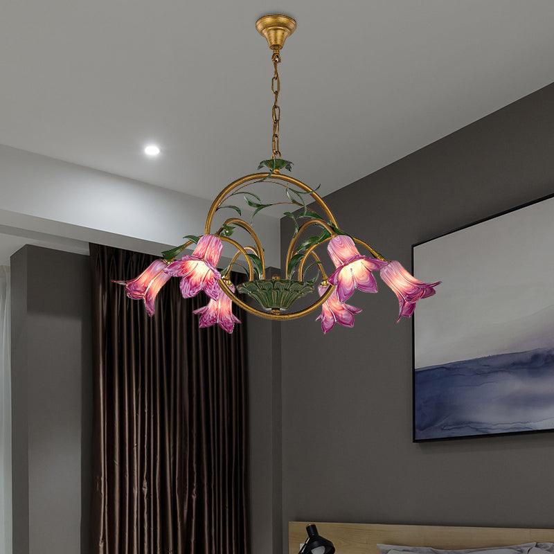 American Garden Lily Hanging Chandelier Metal LED Light - Rebooters