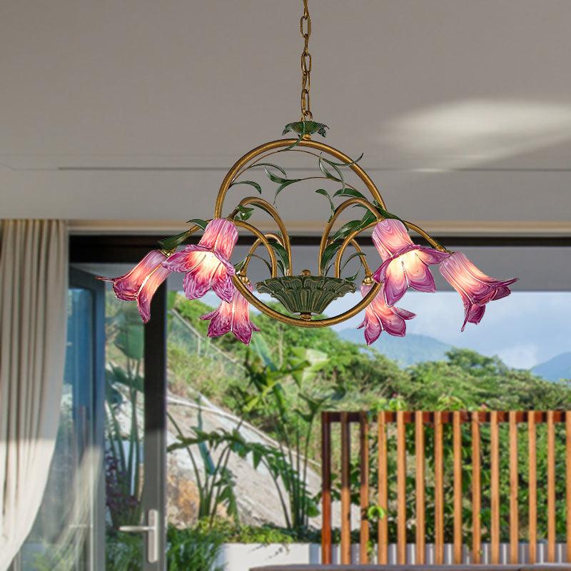 American Garden Lily Hanging Chandelier Metal LED Light - Rebooters