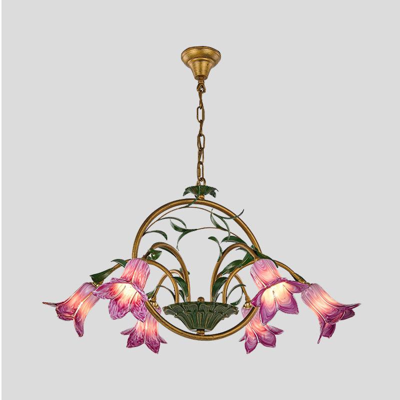 American Garden Lily Hanging Chandelier Metal LED Light - Rebooters