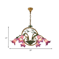 American Garden Lily Hanging Chandelier Metal LED Light - Rebooters