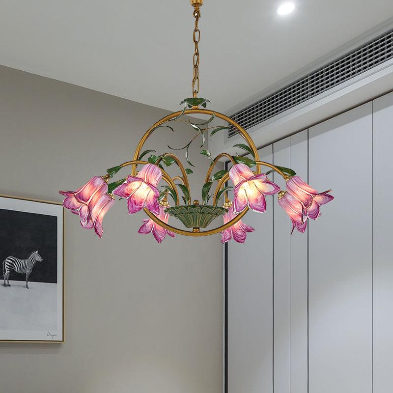 American Garden Lily Hanging Chandelier Metal LED Light - Rebooters